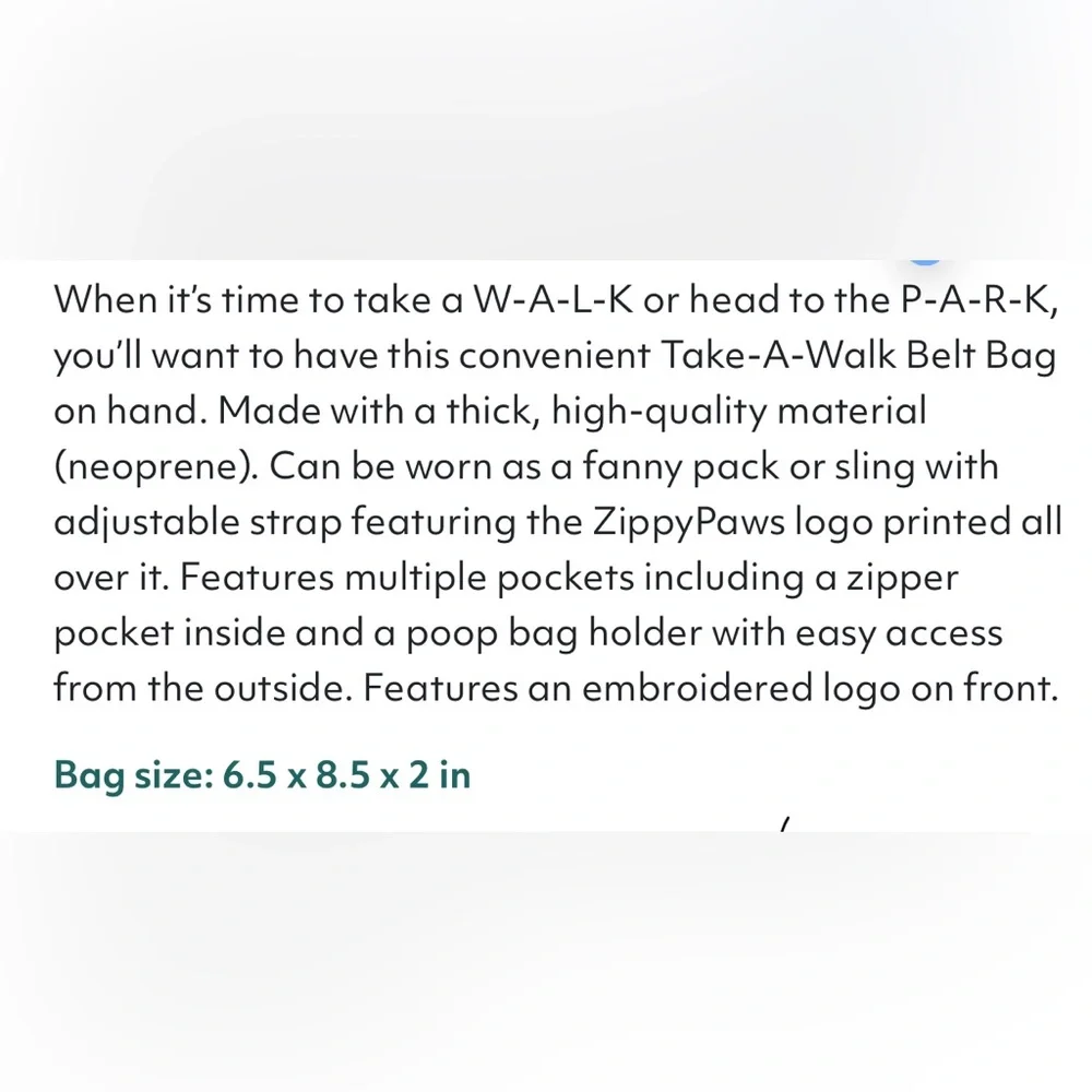 NEW! Take-A-Walk Belt Bag zippy paws